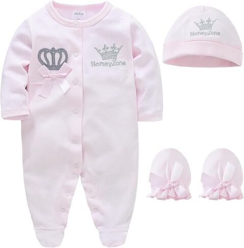 kavkas Baby Cotton One-Piece Footed Romper Long Sleeve Bodysuit Jumpsuit Newborn Boy Girl Sleep n Play Overall Outfit Clothes in Kuwait