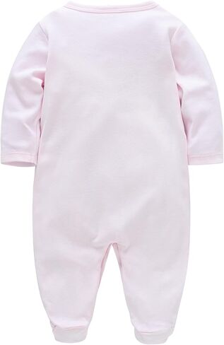 kavkas Baby Cotton One-Piece Footed Romper Long Sleeve Bodysuit Jumpsuit Newborn Boy Girl Sleep n Play Overall Outfit Clothes in Kuwait