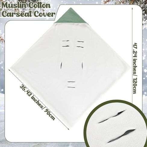 Soft Muslin Cotton Car Seat Blankets for Baby Winter Baby Carseat Swaddle Blanket Car Seat Cover Stroller Bunting Bag with Warm Sherpa Lining for Infant Boys Girls Winter Essential, Sage in Saudi Arabia
