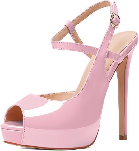 Joseywade المرأة منصة كعب مضخات Slingback زقزقة اصبع القدم صنادل عالية الكعب 5 بوصة كعب ستيليتو أحذية فستان الحفلات in Saudi Arabia
