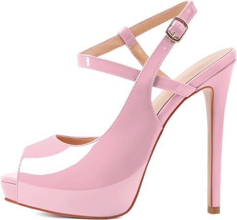 Joseywade المرأة منصة كعب مضخات Slingback زقزقة اصبع القدم صنادل عالية الكعب 5 بوصة كعب ستيليتو أحذية فستان الحفلات in Saudi Arabia