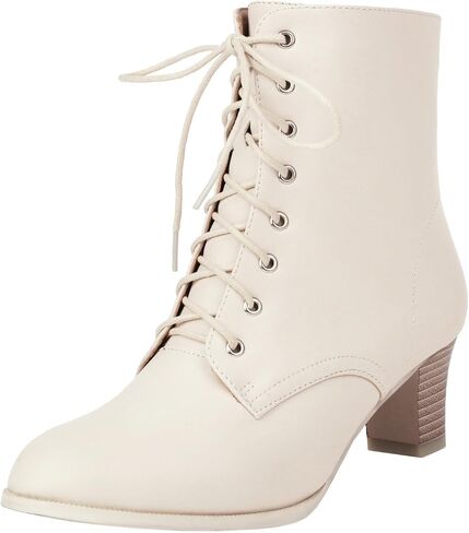 Uniquelly Women Vintage Victorian Boots Kitten Heel Lace Up Ankle Boots 70s Witch Granny Booties Side Zipper Round Toe Victorian Shoes in Saudi Arabia