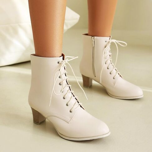 Uniquelly Women Vintage Victorian Boots Kitten Heel Lace Up Ankle Boots 70s Witch Granny Booties Side Zipper Round Toe Victorian Shoes in Saudi Arabia