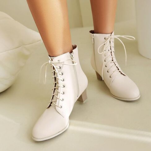 Uniquelly Women Vintage Victorian Boots Kitten Heel Lace Up Ankle Boots 70s Witch Granny Booties Side Zipper Round Toe Victorian Shoes in Saudi Arabia
