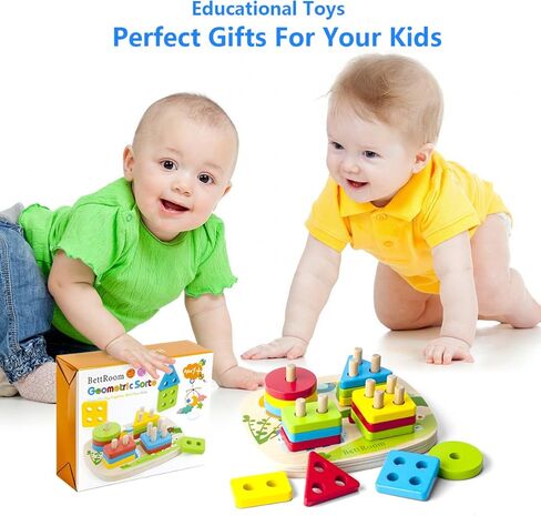 ألعاب الأطفال الصغار لهدايا أعياد الميلاد للأولاد والبنات من عمر 1 2 3 4 5 6 سنوات، مكعبات خشبية تعليمية التراص ألعاب مونتيسوري للأطفال لعبة فرز الأشكال والألغاز in Kuwait