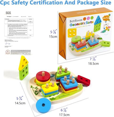ألعاب الأطفال الصغار لهدايا أعياد الميلاد للأولاد والبنات من عمر 1 2 3 4 5 6 سنوات، مكعبات خشبية تعليمية التراص ألعاب مونتيسوري للأطفال لعبة فرز الأشكال والألغاز in Kuwait