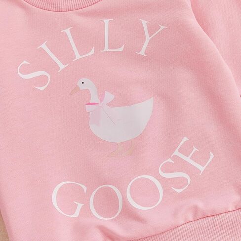Baby Girl Silly Goose Outfit Sweatshirt Little Geese Flower Jogger Pants Cute 2Pcs Toddler Fall Winter Clothes 0-3Y in Saudi Arabia