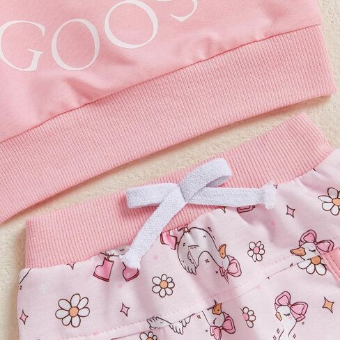 Baby Girl Silly Goose Outfit Sweatshirt Little Geese Flower Jogger Pants Cute 2Pcs Toddler Fall Winter Clothes 0-3Y in Saudi Arabia