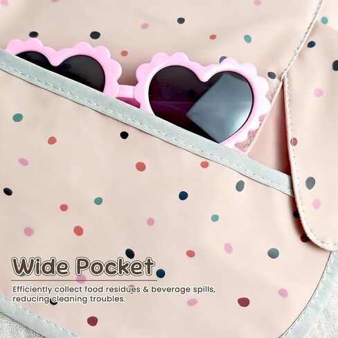 Baby Bibs for Eating Baby Feeding Bibs with Large Food Catcher Waterproof Wipeable Mess Proof Adjustable Fit for 0-5 Years in Kuwait