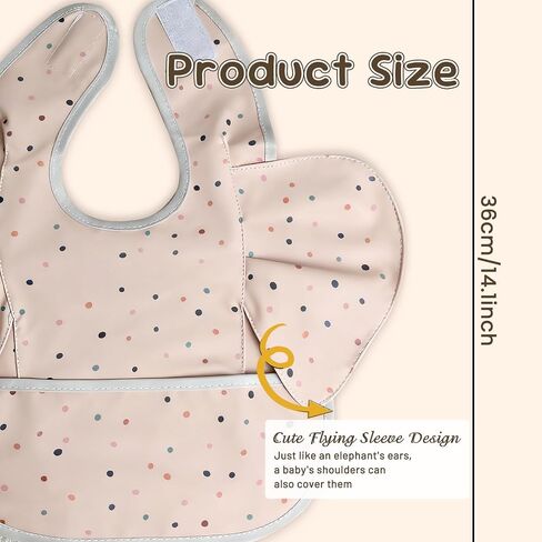 Baby Bibs for Eating Baby Feeding Bibs with Large Food Catcher Waterproof Wipeable Mess Proof Adjustable Fit for 0-5 Years in Kuwait