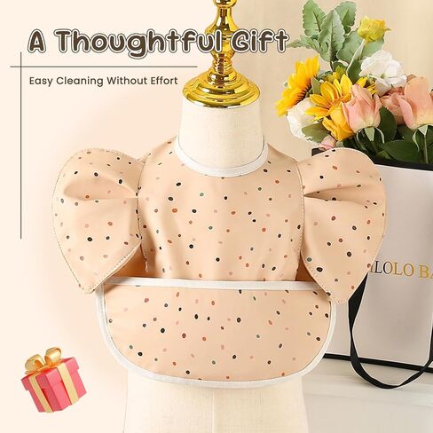 Baby Bibs for Eating Baby Feeding Bibs with Large Food Catcher Waterproof Wipeable Mess Proof Adjustable Fit for 0-5 Years in Kuwait