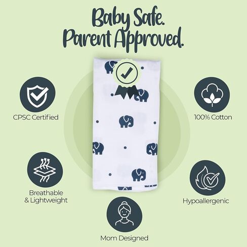 مجموعة من 3 بطانيات قماط من الموسلين من BabySparrow - قماط قطني ناعم وخفيف الوزن وقابل للتنفس لحديثي الولادة، بطانيات استقبال للرضع والبنات والصبية، مقاس 47 × 47 بوصة، أساسيات الحضانة in Saudi Arabia