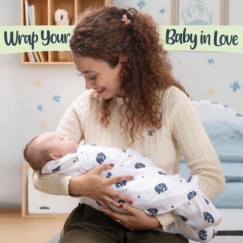 مجموعة من 3 بطانيات قماط من الموسلين من BabySparrow - قماط قطني ناعم وخفيف الوزن وقابل للتنفس لحديثي الولادة، بطانيات استقبال للرضع والبنات والصبية، مقاس 47 × 47 بوصة، أساسيات الحضانة in Saudi Arabia