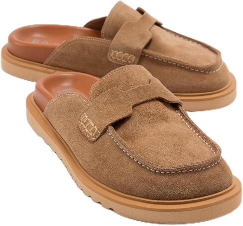 Forever & Always Shoes Laven - Cognac Brown Suede Leather Clogs (Women) in Saudi Arabia
