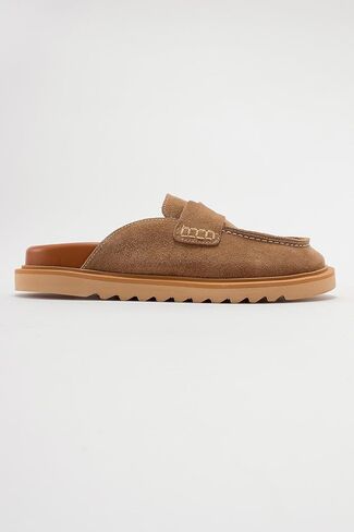 Forever & Always Shoes Laven - Cognac Brown Suede Leather Clogs (Women) in Saudi Arabia