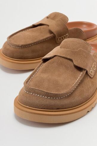 Forever & Always Shoes Laven - Cognac Brown Suede Leather Clogs (Women) in Saudi Arabia