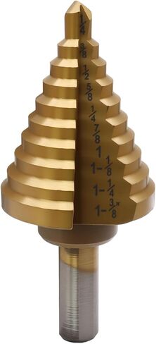 Uenhoy Titanium Step Drill Bit 1/4 إلى 1-3/8 بوصة، 10 أحجام لقم مخروطية للحفر الفولاذية عالية السرعة لقطع الحفر، HSS فتحة متعددة الأحجام صعدت Unibit للصفائح المعدنية والبلاستيكية in Saudi Arabia