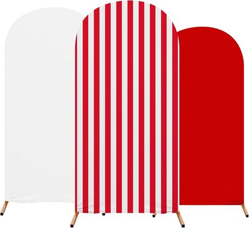 Christmas Arch Backdrop Cover Set of 3 Striped Arch Covers Spandex Stretch Backdrop Stand 4ft, 5ft, 6ft for Xmas Birthday Banquet Ceremony Decoration(Red) in Saudi Arabia