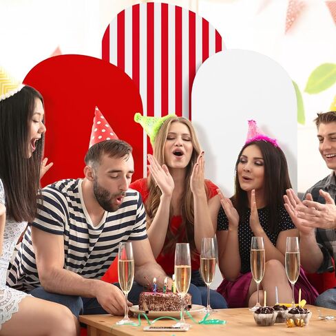 Christmas Arch Backdrop Cover Set of 3 Striped Arch Covers Spandex Stretch Backdrop Stand 4ft, 5ft, 6ft for Xmas Birthday Banquet Ceremony Decoration(Red) in Saudi Arabia