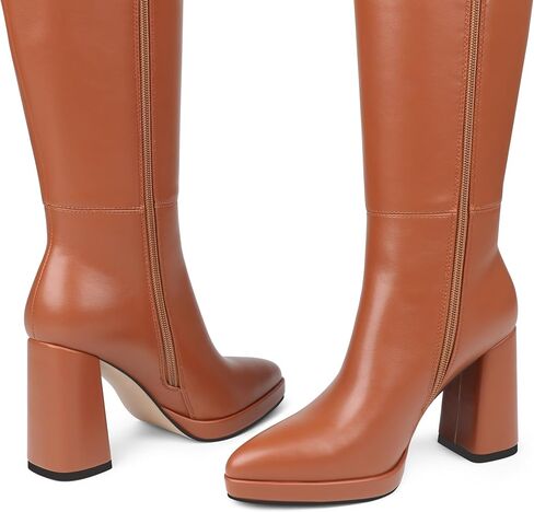 Zzheels Women's Knee High Boots Platform Boots for Women Pointy Toe Chunky Heel Tall Boots in Kuwait