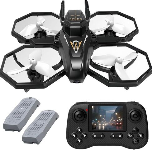 D79Pro FPV Drone with Screen Controller, Crossing drones, Altitude Hold, One Key Take Off/Landing, Active Obstacle Avoidance,360 Degree Flip, Two-batteries. (Black-2 batteries) in Saudi Arabia