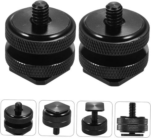 DOITOOL 4 PCS Hot Shoe Mount Adapter with Dual Nuts for DSLR Camera Rig Tripod Screw Adapter Compatible with Flash Microphone Monitor LED Light Easy Hand Installation in Saudi Arabia
