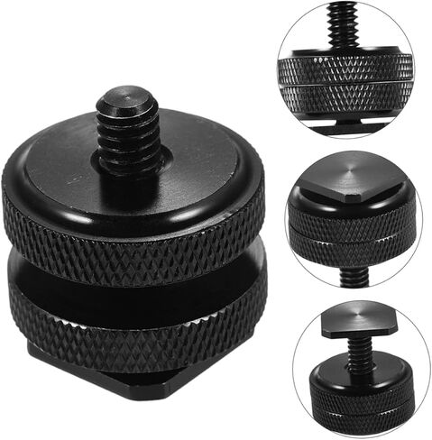 DOITOOL 4 PCS Hot Shoe Mount Adapter with Dual Nuts for DSLR Camera Rig Tripod Screw Adapter Compatible with Flash Microphone Monitor LED Light Easy Hand Installation in Saudi Arabia