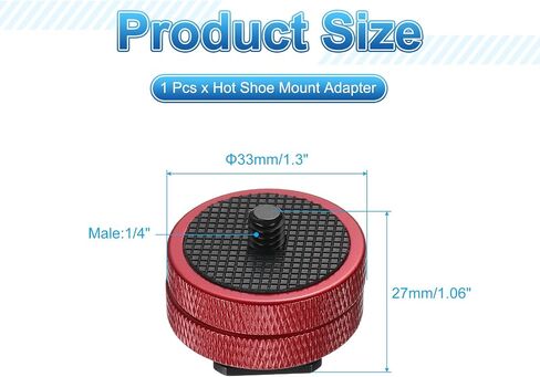 PATIKIL Hot Shoe Adapter 1/4" Male, 1 Pcs Hot Shoe Mount Adapter Camera Mount Screw Camera Video Light Converter for Microphone Holder Accessories 1.06x1.3x1.3 Inch, Red in Saudi Arabia