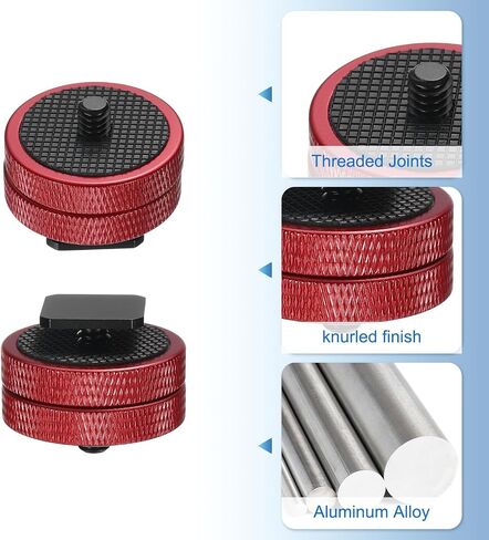 PATIKIL Hot Shoe Adapter 1/4" Male, 1 Pcs Hot Shoe Mount Adapter Camera Mount Screw Camera Video Light Converter for Microphone Holder Accessories 1.06x1.3x1.3 Inch, Red in Saudi Arabia