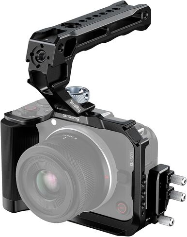 قفص كاميرا SmallRig R50 V لكاميرا Canon R50V، قفص كامل مع قبضة سيليكون، مقبض علوي لـ ARRI، مشبك كابل لـ HDMI، حذاء بارد مدمج، لوحة QR لـ Arca، مقابس QD، تصوير عمودي (أسود) -5766 in Saudi Arabia
