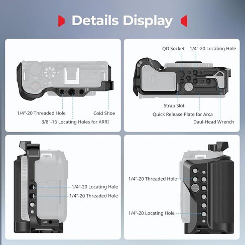 قفص كاميرا SmallRig R50 V لكاميرا Canon R50V، قفص كامل مع قبضة سيليكون، مقبض علوي لـ ARRI، مشبك كابل لـ HDMI، حذاء بارد مدمج، لوحة QR لـ Arca، مقابس QD، تصوير عمودي (أسود) -5766 in Saudi Arabia