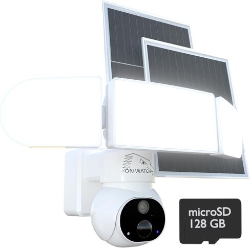 24/7 Recording Solar Floodlight Security Camera Wireless Outdoor, Motion-Activated Alert/2000LM Floodlight/105dB Siren, WiFi, 2K, HD Live View/Talk, 360° Pan & Tilt, Free Local 128GB Storage in Saudi Arabia