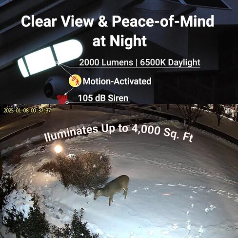 24/7 Recording Solar Floodlight Security Camera Wireless Outdoor, Motion-Activated Alert/2000LM Floodlight/105dB Siren, WiFi, 2K, HD Live View/Talk, 360° Pan & Tilt, Free Local 128GB Storage in Saudi Arabia