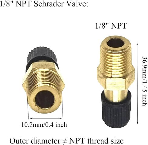 8 قطع 1/8 بوصة NPT Schrader صمامات، نحاس 1/8 بوصة ذكر NPT صمامات هواء للاستخدام مع خراطيش الهواء وخزانات الضاغط مع قطعتين من أشرطة التيفلون in Saudi Arabia