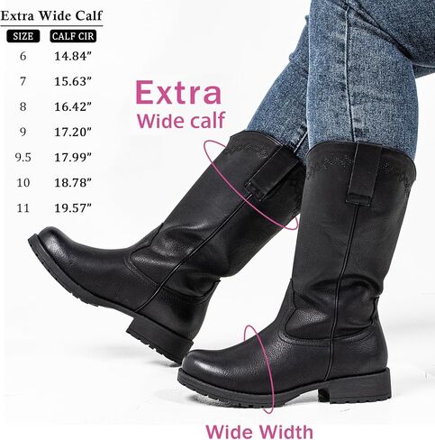 SheSole Extra Wide Calf Cowgirl Boots Fits 15"-19" Calf - Easy Pull-On with Hidden Stretch Panel | Western Design for Ranch Dancing, Cowboy-Chic Round Toe & Slip-Resistant Sole in Saudi Arabia