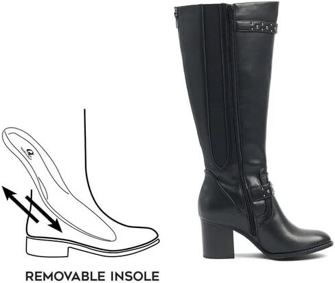 CHRYSTEL Model – Women's Tall Boots Wide Calf Vario XL/2XL – Double Removable Insole, 7 cm Heel – YKK Zip Closure – Elegant and Comfortable Style for City and Outings in Saudi Arabia