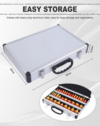 100 Pieces Router Bit Set, Router Bits 1/4 Inch Shank with Aluminum Storage Case Tungsten Carbide Router Bits Kit for Professional Woodworking in Kuwait