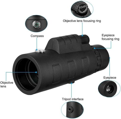 Telescope for Adults, 40x60 Monocular Telescope for Adults, BAK4 Monocular Telescope with Phone Adapter & Tripod, Monocular for Wildlife Binoculars in Saudi Arabia