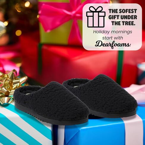 Dearfoams womens House Slippers Memory Foam Fuzzy Fiona Clog House Shoes in Saudi Arabia