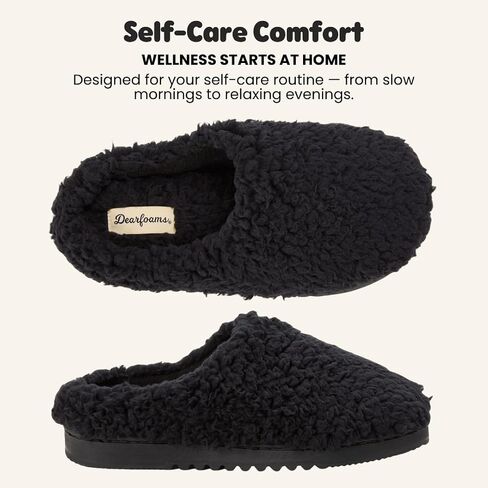 Dearfoams womens House Slippers Memory Foam Fuzzy Fiona Clog House Shoes in Saudi Arabia