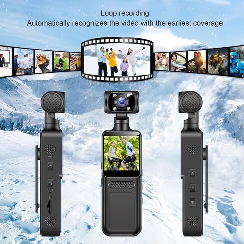 Yunir 4K Mini Action Camera,Handheld Action Camera,180° Rotatable 4K HD WiFi Enabled Camcorder for Filming Travel Vlog Video with LED Light APP for Outdoor Sports Travel in Saudi Arabia