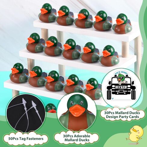 30 Pcs Mallard Rubber Ducks Bulk - 2 in Mallard Floating Bath Duck with Party Cards Adorable Party Favors for Pool Bath, Ducky Birthday Gift & Nature Birds Lovers Hunting Decoration in Saudi Arabia