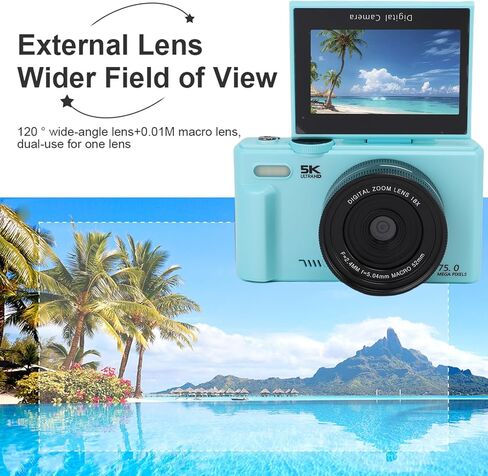 Tangxi 5K Digital Camera, 75MP Mirrorless Camera with 3 Inch Flip Screen and WiFi, 18X Digital Zoom with 3 Inch Flip Screen for Photography Travel in Saudi Arabia