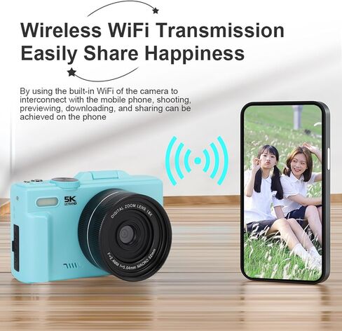 Tangxi 5K Digital Camera, 75MP Mirrorless Camera with 3 Inch Flip Screen and WiFi, 18X Digital Zoom with 3 Inch Flip Screen for Photography Travel in Saudi Arabia