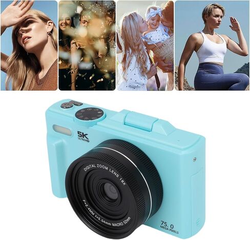 Tangxi 5K Digital Camera, 75MP Mirrorless Camera with 3 Inch Flip Screen and WiFi, 18X Digital Zoom with 3 Inch Flip Screen for Photography Travel in Saudi Arabia