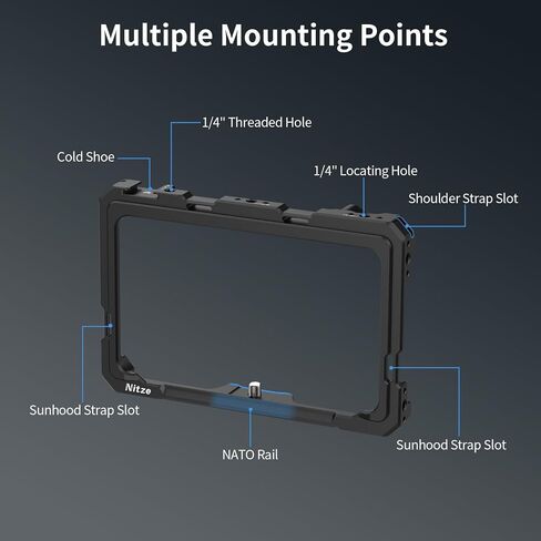 Nitze Cage for Atomos Shinobi II/Shinobi GO Monitor, with Built-in Cold Shoe and NATO Rail - JT-A07A in Saudi Arabia