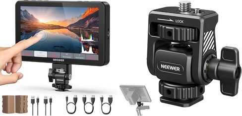NEEWER F700 7" Camera Field Monitor + Monitor Mount, 2000nit HD 1920x1080 IPS Touch Screen with 3D LUT, 4K HDMI Loop in/Out with Peak Focus DSLR Video Assist HDR Waveform, 2 NP-F750 Batteries & Cable in Saudi Arabia