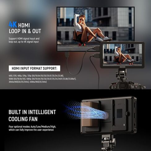 NEEWER F700 7" Camera Field Monitor + Monitor Mount, 2000nit HD 1920x1080 IPS Touch Screen with 3D LUT, 4K HDMI Loop in/Out with Peak Focus DSLR Video Assist HDR Waveform, 2 NP-F750 Batteries & Cable in Saudi Arabia
