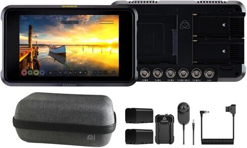 شاشة Atomos Shogun مقاس 7.2 بوصة HDR Pro/شاشة سينما/مسجل/محول مع مجموعة طاقة عالمية (عنصران) in Kuwait