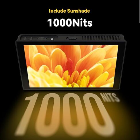شاشة كاميرا HD7T 1000nit فائقة السطوع مع شاشة غير لامعة مضادة للوهج مقاس 7 بوصات تعمل باللمس وضوء الشمس المرئي وHDMI 4K مدخلات مساعدة فيديو ثلاثية الأبعاد LUT in Saudi Arabia